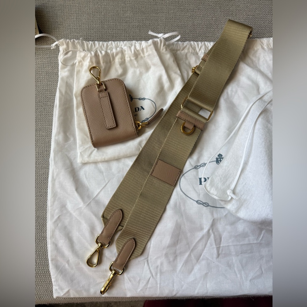 Prada Taupe Saffiano Leather Chain Shoulder Bag with Gold Hardware - Picture 12 of 13